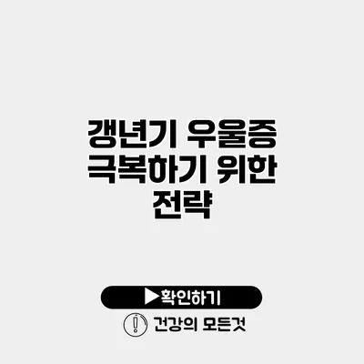 갱년기 우울증 극복하기 위한 전략