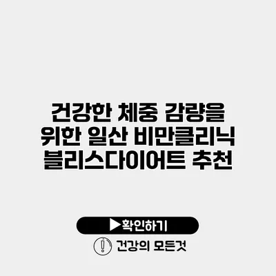 건강한 체중 감량을 위한 일산 비만클리닉 블리스다이어트 추천