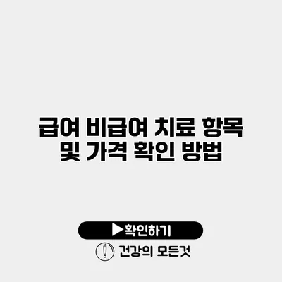 급여 비급여 치료 항목 및 가격 확인 방법
