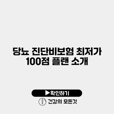 당뇨 진단비보험 최저가 100점 플랜 소개