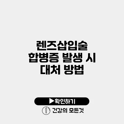 렌즈삽입술 합병증 발생 시 대처 방법