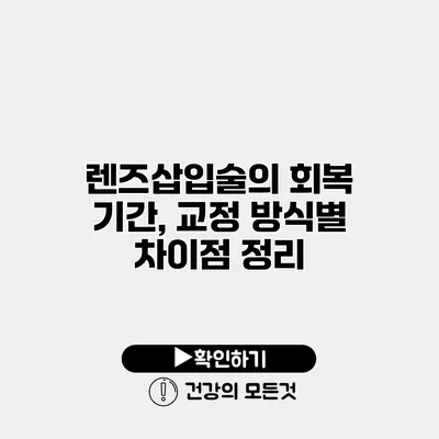렌즈삽입술의 회복 기간, 교정 방식별 차이점 정리
