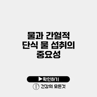 물과 간헐적 단식 물 섭취의 중요성