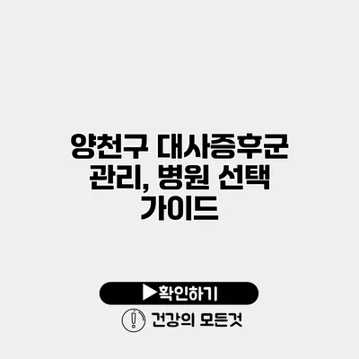 양천구 대사증후군 관리, 병원 선택 가이드