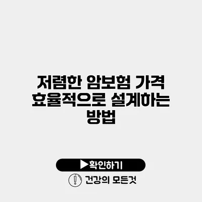 저렴한 암보험 가격 효율적으로 설계하는 방법