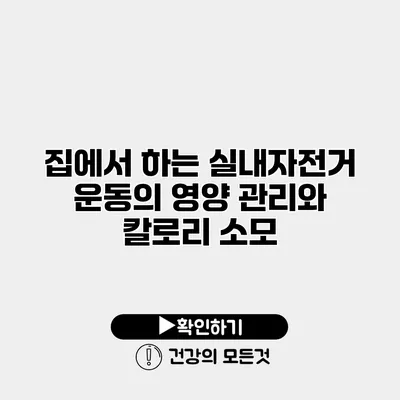 집에서 하는 실내자전거 운동의 영양 관리와 칼로리 소모