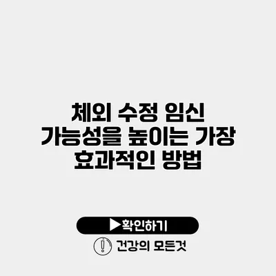 체외 수정 임신 가능성을 높이는 가장 효과적인 방법