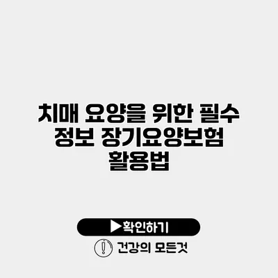 치매 요양을 위한 필수 정보 장기요양보험 활용법