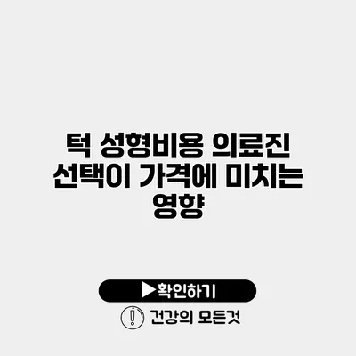턱 성형비용 의료진 선택이 가격에 미치는 영향