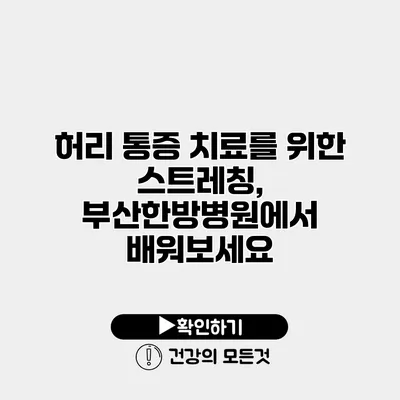 허리 통증 치료를 위한 스트레칭, 부산한방병원에서 배워보세요