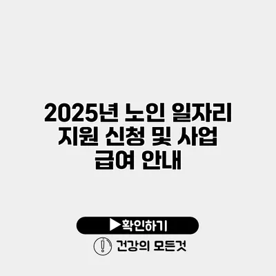 2025년 노인 일자리 지원 신청 및 사업 급여 안내