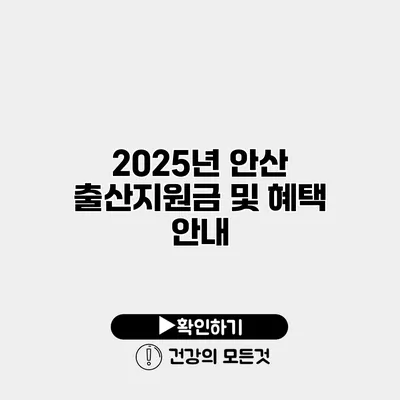2025년 안산 출산지원금 및 혜택 안내