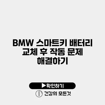 BMW 스마트키 배터리 교체 후 작동 문제 해결하기