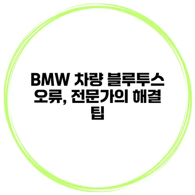 BMW 차량 블루투스 오류, 전문가의 해결 팁