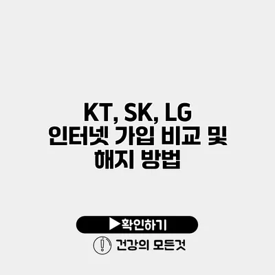 KT, SK, LG 인터넷 가입 비교 및 해지 방법