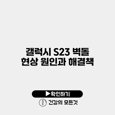 갤럭시 S23 벽돌 현상 원인과 해결책