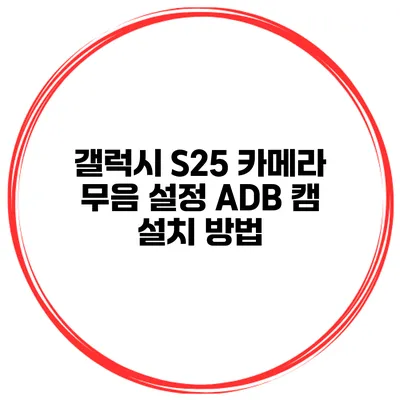 갤럭시 S25 카메라 무음 설정 ADB 캠 설치 방법