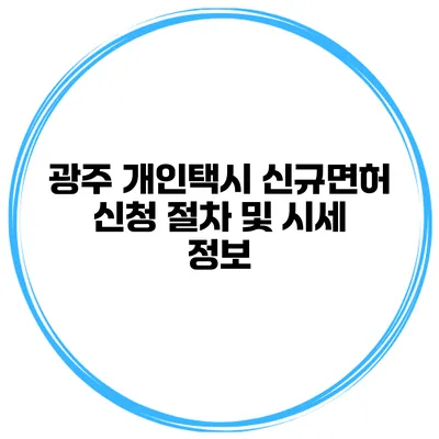 광주 개인택시 신규면허 신청 절차 및 시세 정보