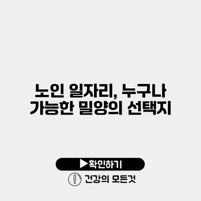 노인 일자리, 누구나 가능한 밀양의 선택지