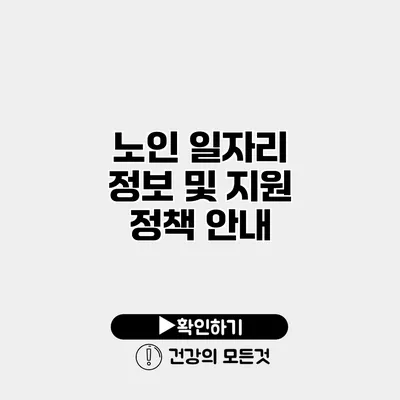 노인 일자리 정보 및 지원 정책 안내