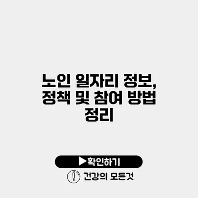 노인 일자리 정보, 정책 및 참여 방법 정리