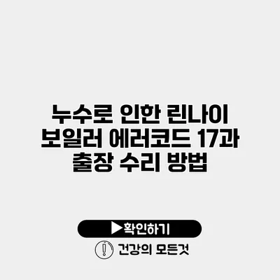 누수로 인한 린나이 보일러 에러코드 17과 출장 수리 방법
