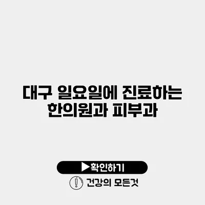대구 일요일에 진료하는 한의원과 피부과
