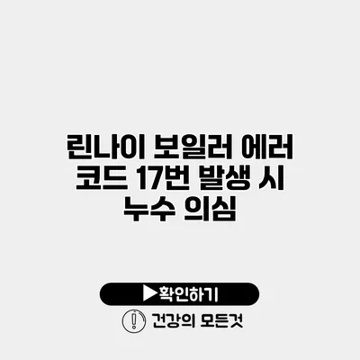 린나이 보일러 에러 코드 17번 발생 시 누수 의심