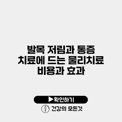 발목 저림과 통증 치료에 드는 물리치료 비용과 효과