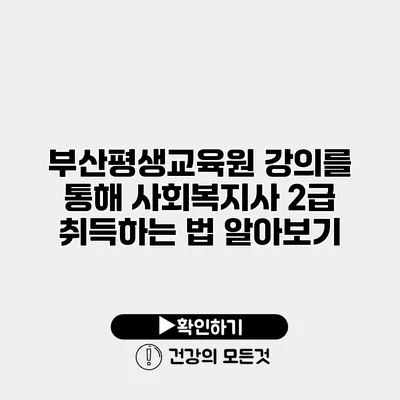 부산평생교육원 강의를 통해 사회복지사 2급 취득하는 법 알아보기