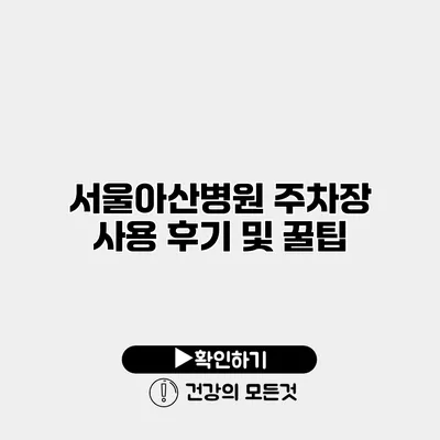 서울아산병원 주차장 사용 후기 및 꿀팁