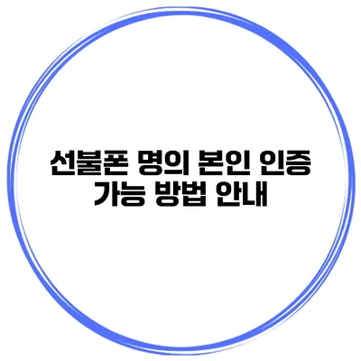 선불폰 명의 본인 인증 가능 방법 안내