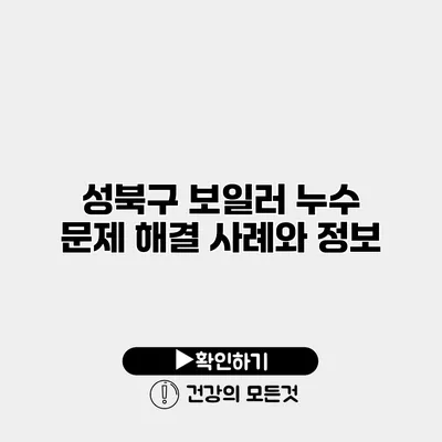 성북구 보일러 누수 문제 해결 사례와 정보