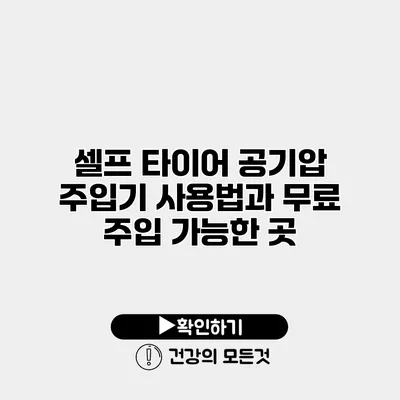 셀프 타이어 공기압 주입기 사용법과 무료 주입 가능한 곳