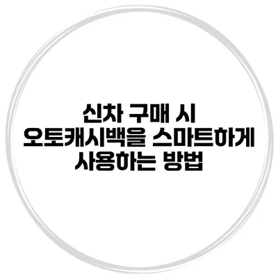신차 구매 시 오토캐시백을 스마트하게 사용하는 방법