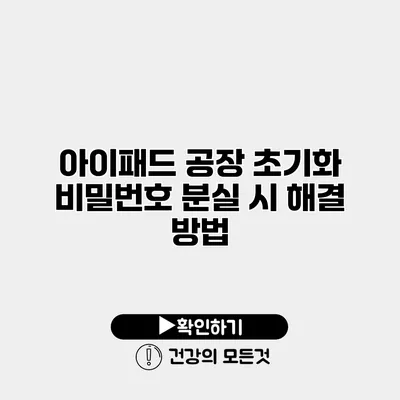 아이패드 공장 초기화 비밀번호 분실 시 해결 방법