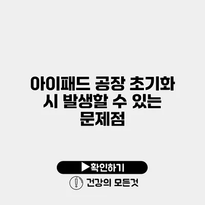 아이패드 공장 초기화 시 발생할 수 있는 문제점