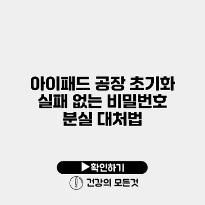 아이패드 공장 초기화 실패 없는 비밀번호 분실 대처법