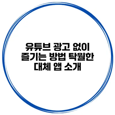 유튜브 광고 없이 즐기는 방법 탁월한 대체 앱 소개