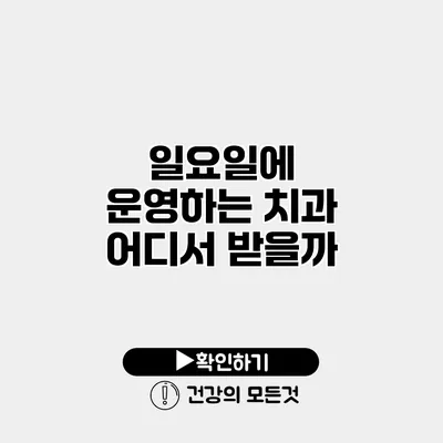 일요일에 운영하는 치과 어디서 받을까?