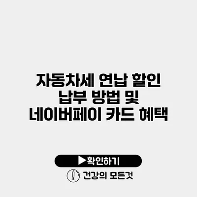 자동차세 연납 할인 납부 방법 및 네이버페이 카드 혜택