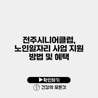 전주시니어클럽, 노인일자리 사업 지원 방법 및 혜택