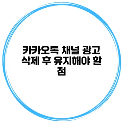 카카오톡 채널 광고 삭제 후 유지해야 할 점