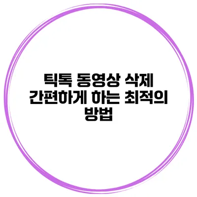 틱톡 동영상 삭제 간편하게 하는 최적의 방법