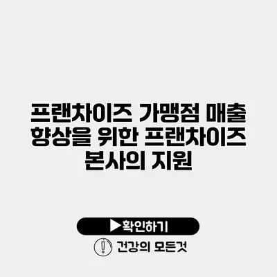 프랜차이즈 가맹점 매출 향상을 위한 프랜차이즈 본사의 지원