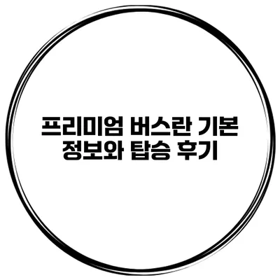 프리미엄 버스란? 기본 정보와 탑승 후기