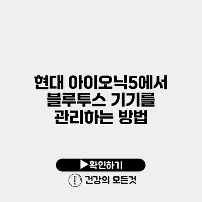 현대 아이오닉5에서 블루투스 기기를 관리하는 방법