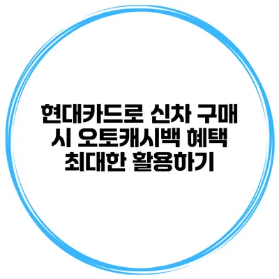 현대카드로 신차 구매 시 오토캐시백 혜택 최대한 활용하기